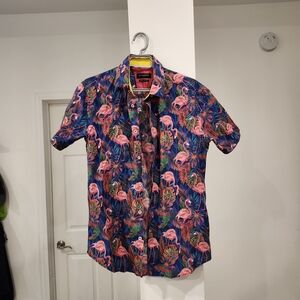 Tropical Flamingo Print Men's Shirt